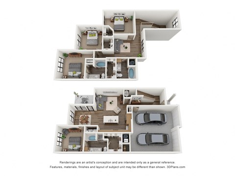Floor plan for 4 beds, 3.5 baths, 1841 sqft